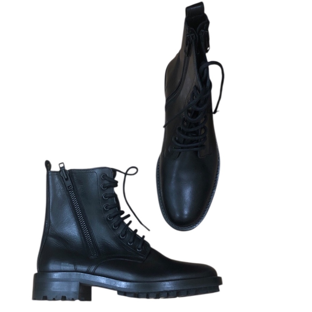 NEW The Kooples Combat Boots Size EU 40 US 10 Black Leather